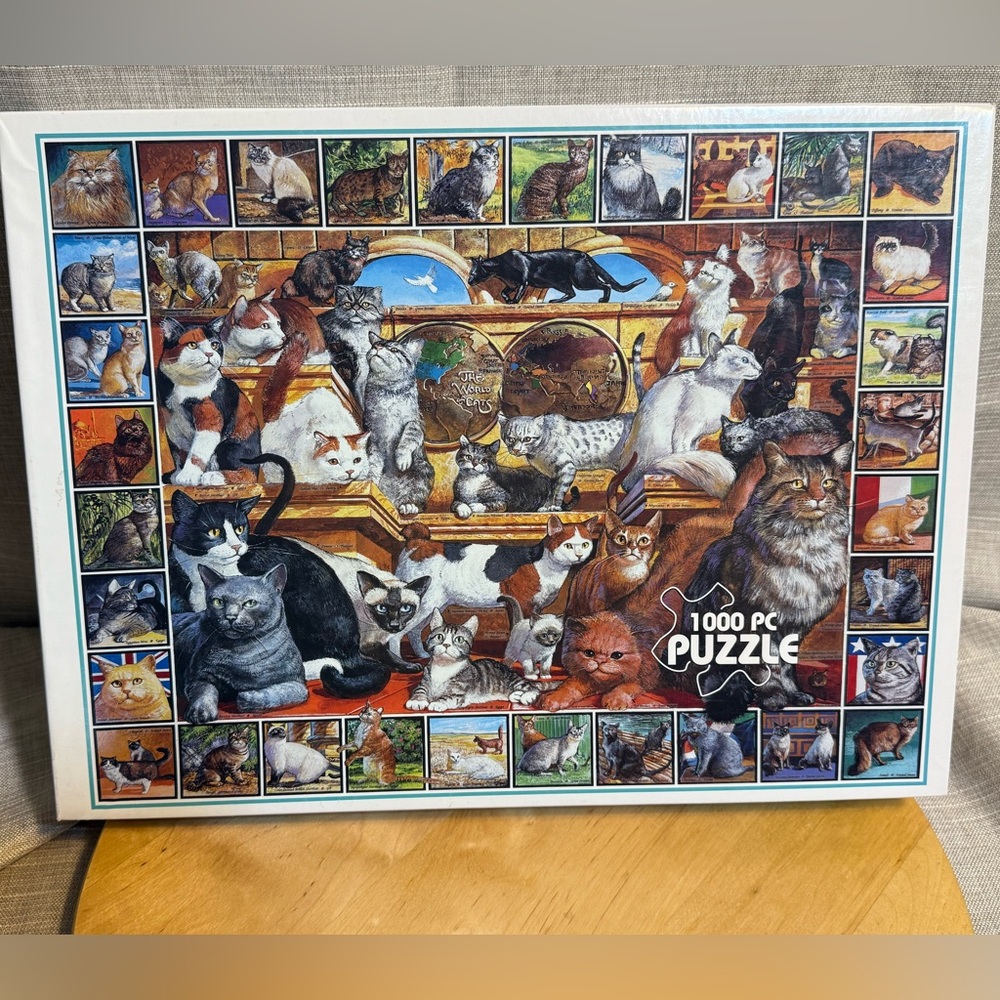 VTG 1998 White Mountain Puzzles "The World of Cats" 1000 pc Jigsaw Puzzle USA